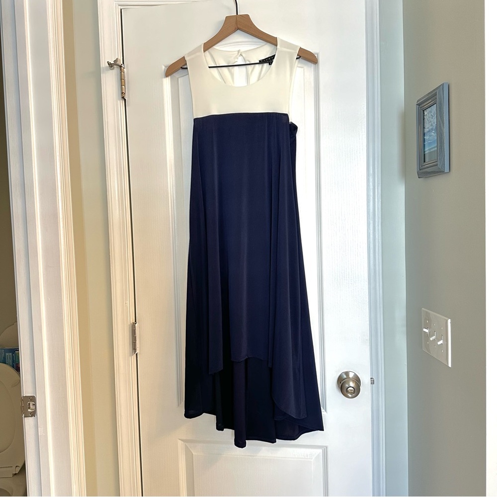 Tiana B high low dress Size Small, Navy & White